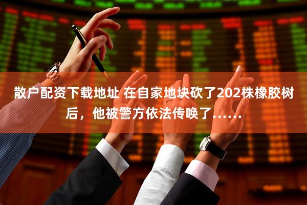 散户配资下载地址 在自家地块砍了202株橡胶树后，他被警方依法传唤了……